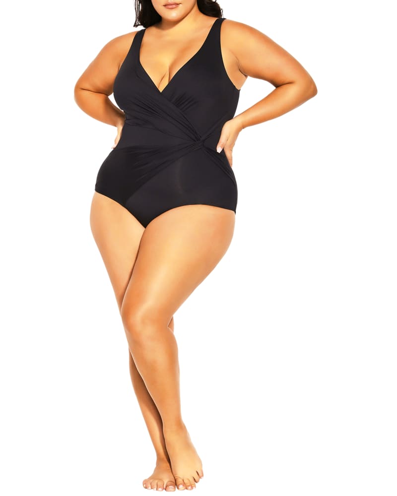 Front of a model wearing a size XS Samira One-Piece in Black by City Chic. | dia_product_style_image_id:209972